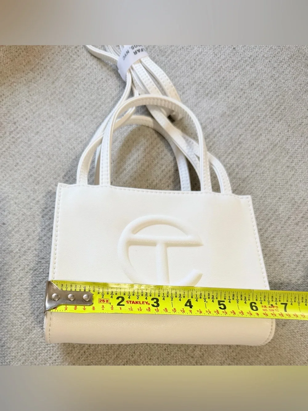 Telfar small Shopping Bag in White with Embossed Logo - Picture 3 of 6